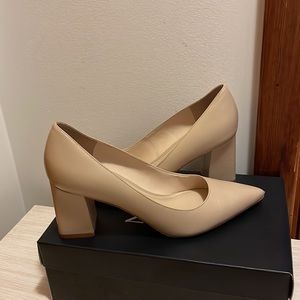 Marc Fisher nude block heel pumps